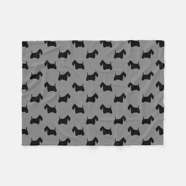 Scottish Terriers Scottie Dog Silhouettes Pattern Fleece Blanket (Front (Horizontal))