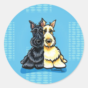 Scottish Terriers Two of a Kind Classic Round Sticker