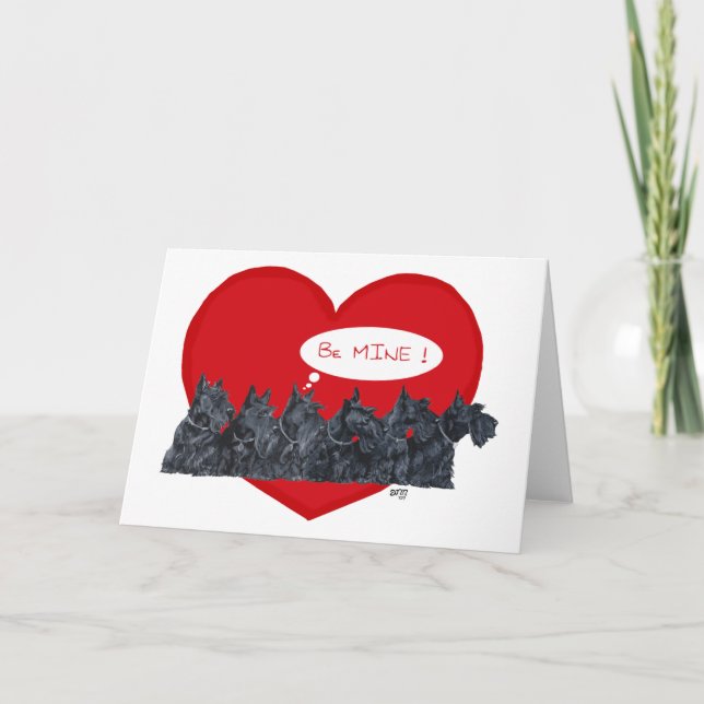 Scottish Terriers Valentine Holiday Card (Front)