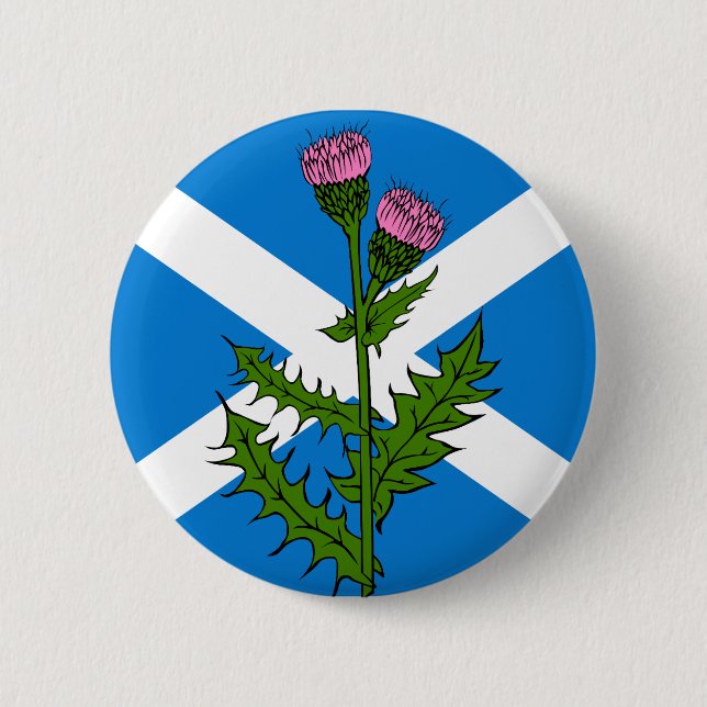 Scottish thistle 6 cm round badge (Front)