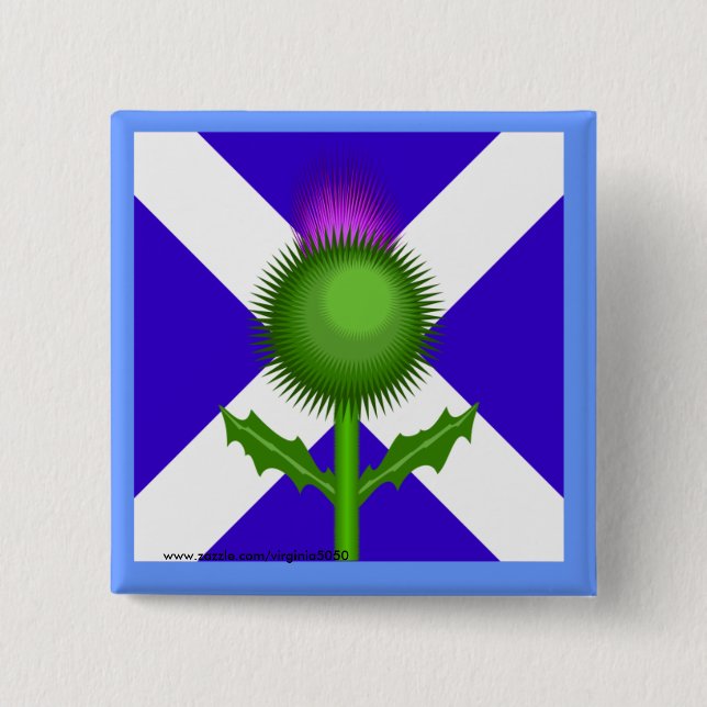 Scottish Thistle and Flag  15 Cm Square Badge (Front)