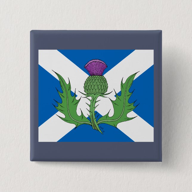 Scottish Thistle and Saltire 15 Cm Square Badge (Front)