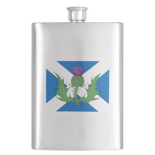 Scottish Thistle and Saltire Hip Flask (Front)