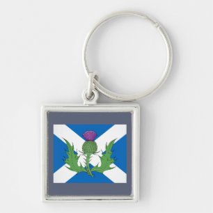 Scottish Thistle and Saltire Key Ring