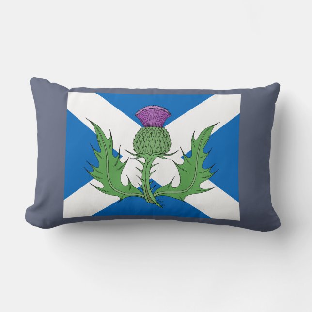 Scottish Thistle and Saltire Lumbar Cushion (Front)
