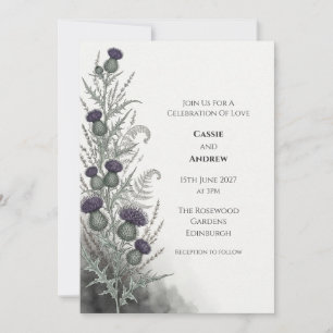 Scottish Thistle Botanical Wedding Invitation