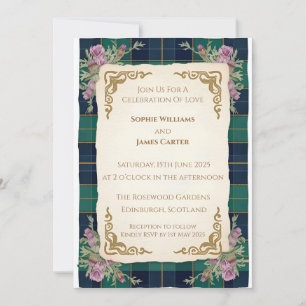 Scottish Thistle Celtic Tartan Wedding Invitation