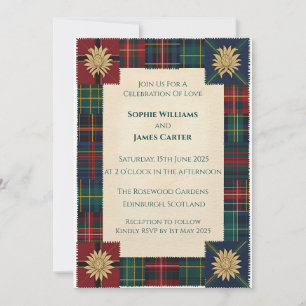Scottish Thistle Celtic Tartan Wedding Invitation 