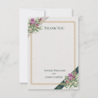 Scottish Thistle Celtic Tartan Wedding Thank You Card