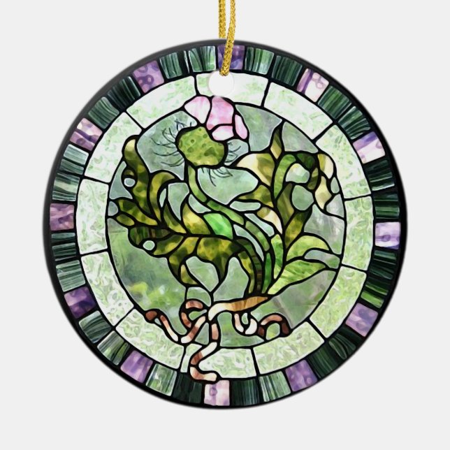 Scottish Thistle Ceramic Tree Decoration (Front)