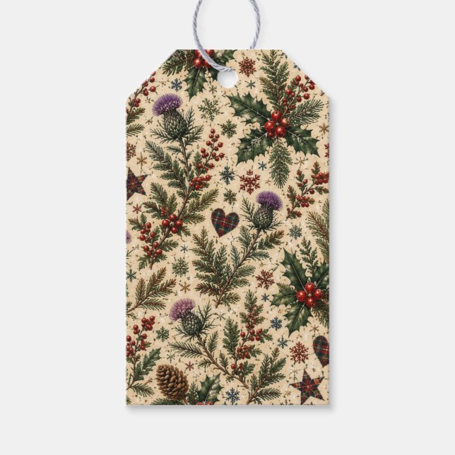 Scottish Thistle Christmas Botanical Gift Tags (Front)