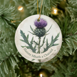 Scottish Thistle Christmas Ornament, Ceramic Tree Decoration