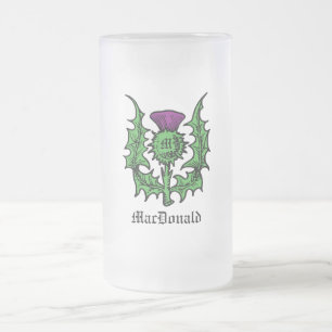 Scottish Thistle Custom Name Frosted Glass Beer Mug