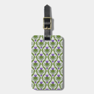 Scottish Thistle Damask Luggage Tag