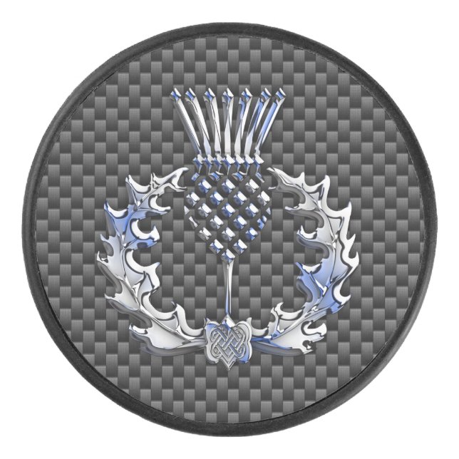 Scottish Thistle Decor on a Hockey Puck (Front)