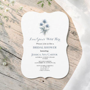 Scottish Thistle Dusty Blue Floral Bridal Shower Invitation