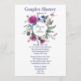 Scottish Thistle Floral Couples Wedding Shower 3 Invitation