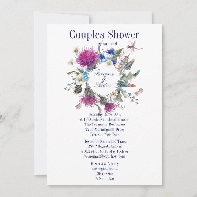 Scottish Thistle Floral Couples Wedding Shower Invitation (Front)