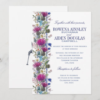 Scottish Thistle Floral Wedding Invitation