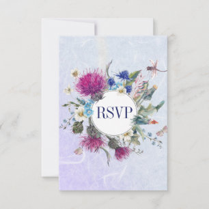 Scottish Thistle Floral Wedding RSVP Card