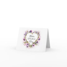 Scottish Thistle Heart Watercolor Valentine's Card
