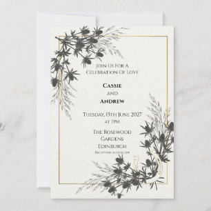 Scottish Thistle Horseshoe Wedding Invitation