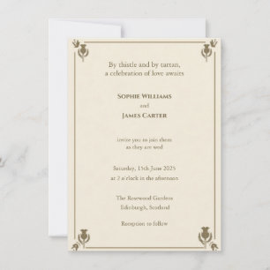 Scottish Thistle Ivory Cream Sage Green Botanical  Invitation
