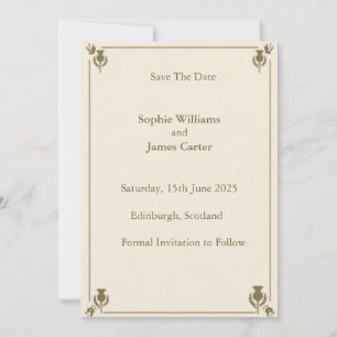 Scottish Thistle Ivory Cream Sage Green Botanical  Save The Date