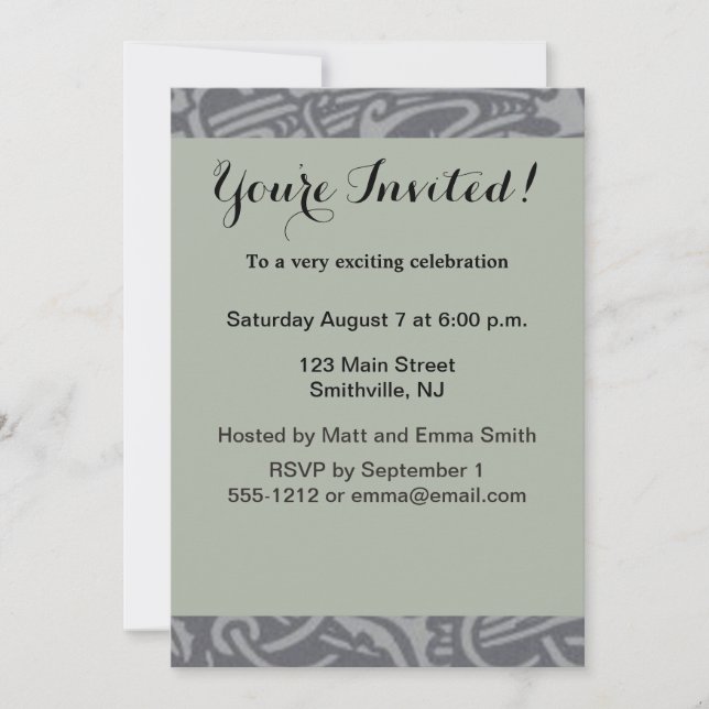 Scottish Thistle Knot William Morris Style Invitation (Front)