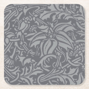 Scottish Thistle Knot William Morris Style Square Paper Coaster
