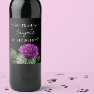 Scottish Thistle  Personalised Birthday Wine Label