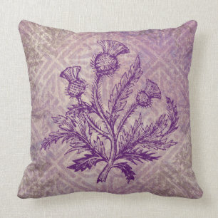 Scottish Thistle Purple Celtic Knot Cushion