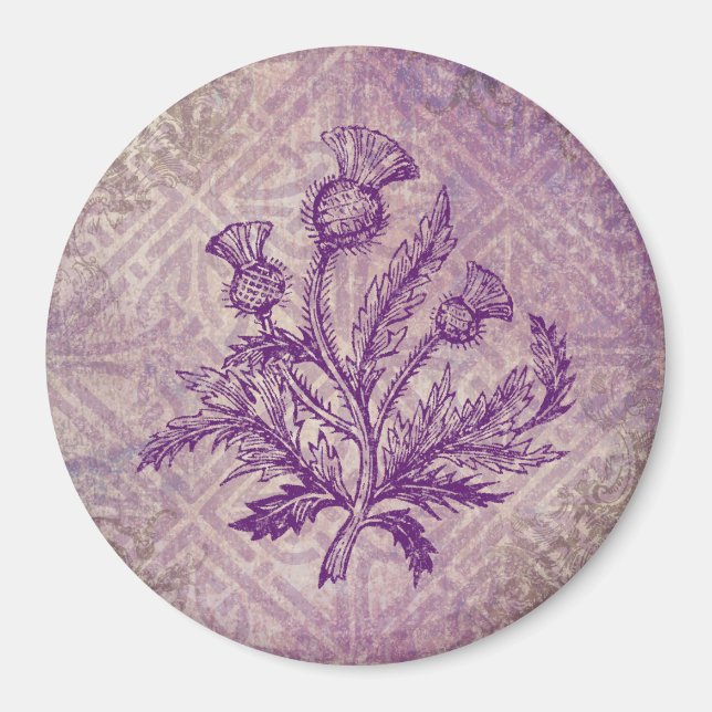 Scottish Thistle Purple Celtic Knot Magnet (Front)