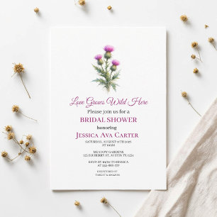 Scottish Thistle Purple Floral Bridal Shower Invitation