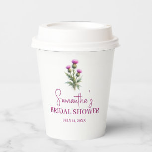 Scottish Thistle Purple Floral Bridal Shower Paper Cups