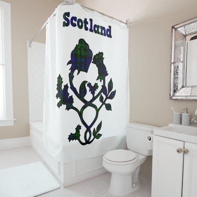 Scottish thistle shower curtain (In Situ)