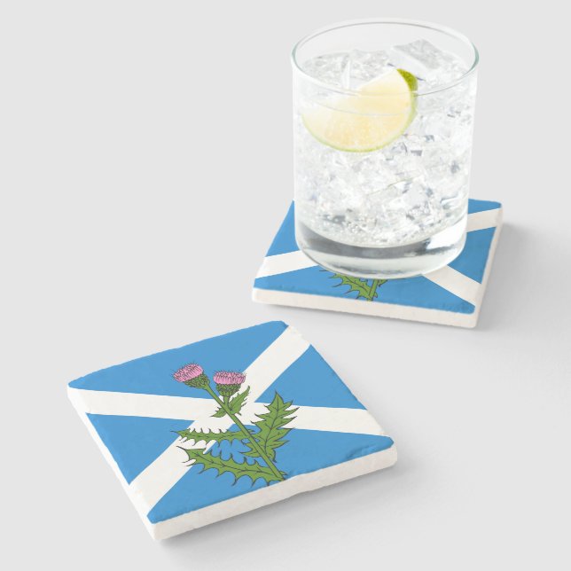 Scottish thistle stone coaster (Side)
