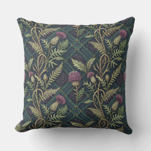 Scottish Thistle & Tartan Heritage Floral Pattern Cushion