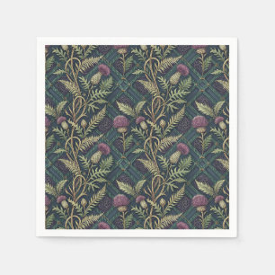 Scottish Thistle & Tartan Heritage Floral Pattern Napkin