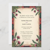 Scottish Thistle Tartan Red Personalized Wedding E