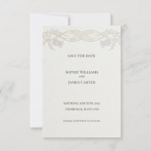 Scottish Thistle Tartan Save the Date Gold Emble