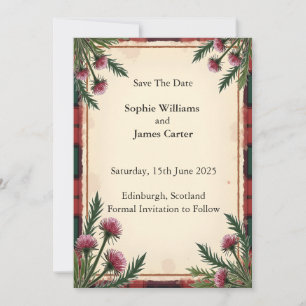 Scottish Thistle & Tartan Wedding Save The Date