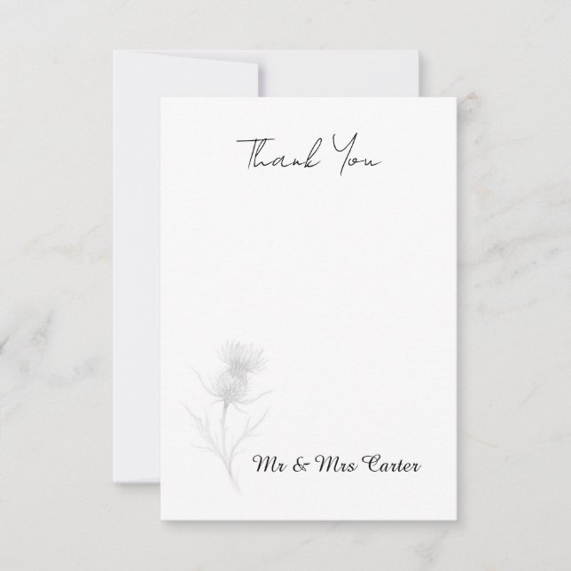 Scottish Thistle Wedding Thank You Card (Front)