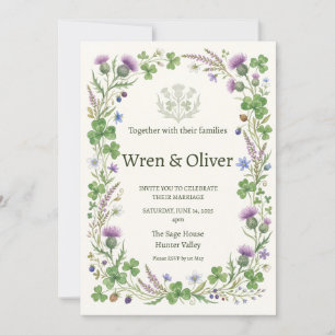 Scottish Thistle Wildflower Heritage Wedding Invit Invitation