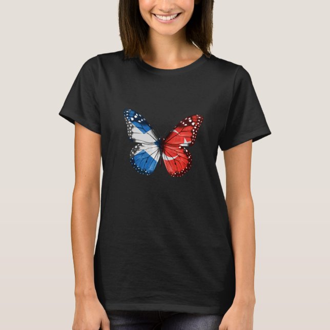 Scottish Turkish Flag Butterfly T-Shirt (Front)