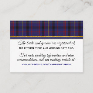 Scottish Wedding Clan Dundonald Information Card