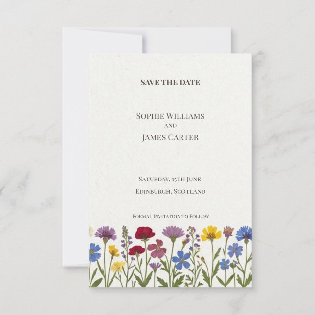 Scottish Wildflower Save the Date Card (Front)