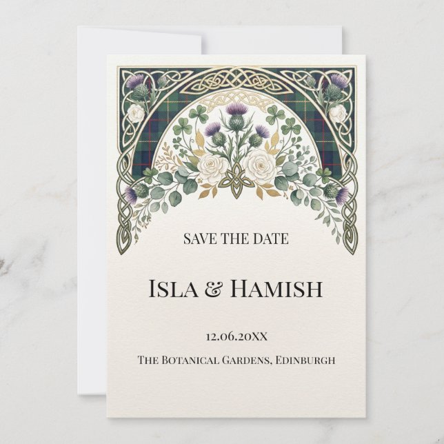Scottish Wildflower Save the Date Card (Front)