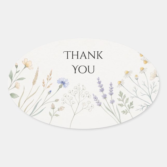 Scottish Wildflower Thank You Wedding Sticker (Front)