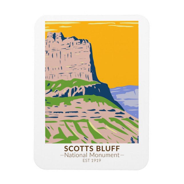 Scotts Bluff National Monument Nebraska Vintage Magnet (Vertical)